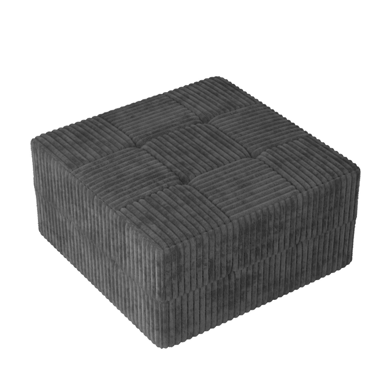 Modern Minimalist Corduroy Ottoman Footstool Sofa for Living Room Bedroom-Gray
