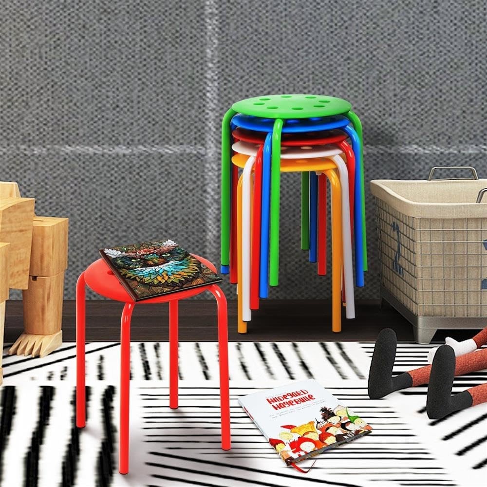 Stackable Stools Set of 5 Classroom Flexible Seating Multicolor | Stackable