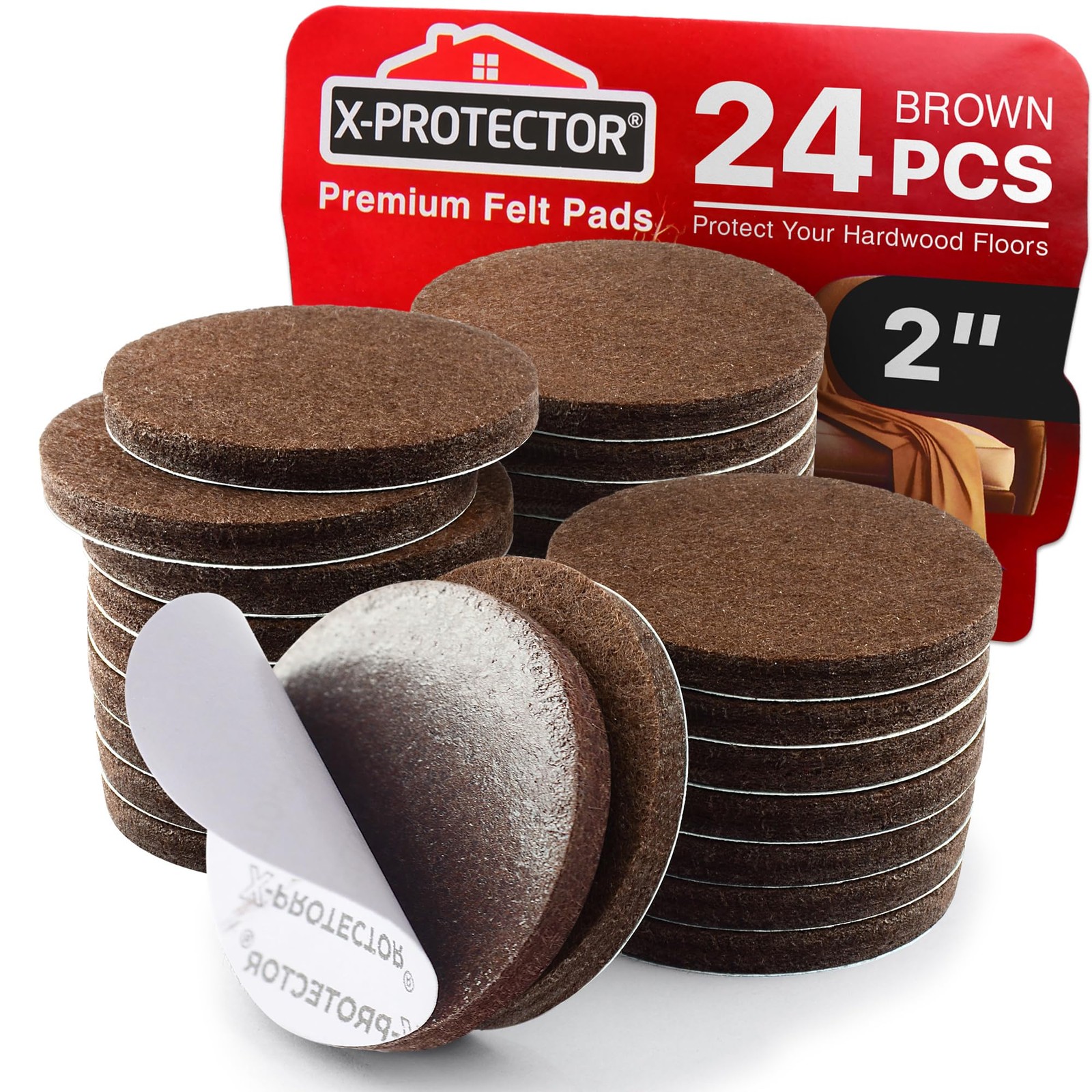 Felt Furniture Pads – 24 Pcs 2″ Round – Chair & Floor Protectors – For Hardwood