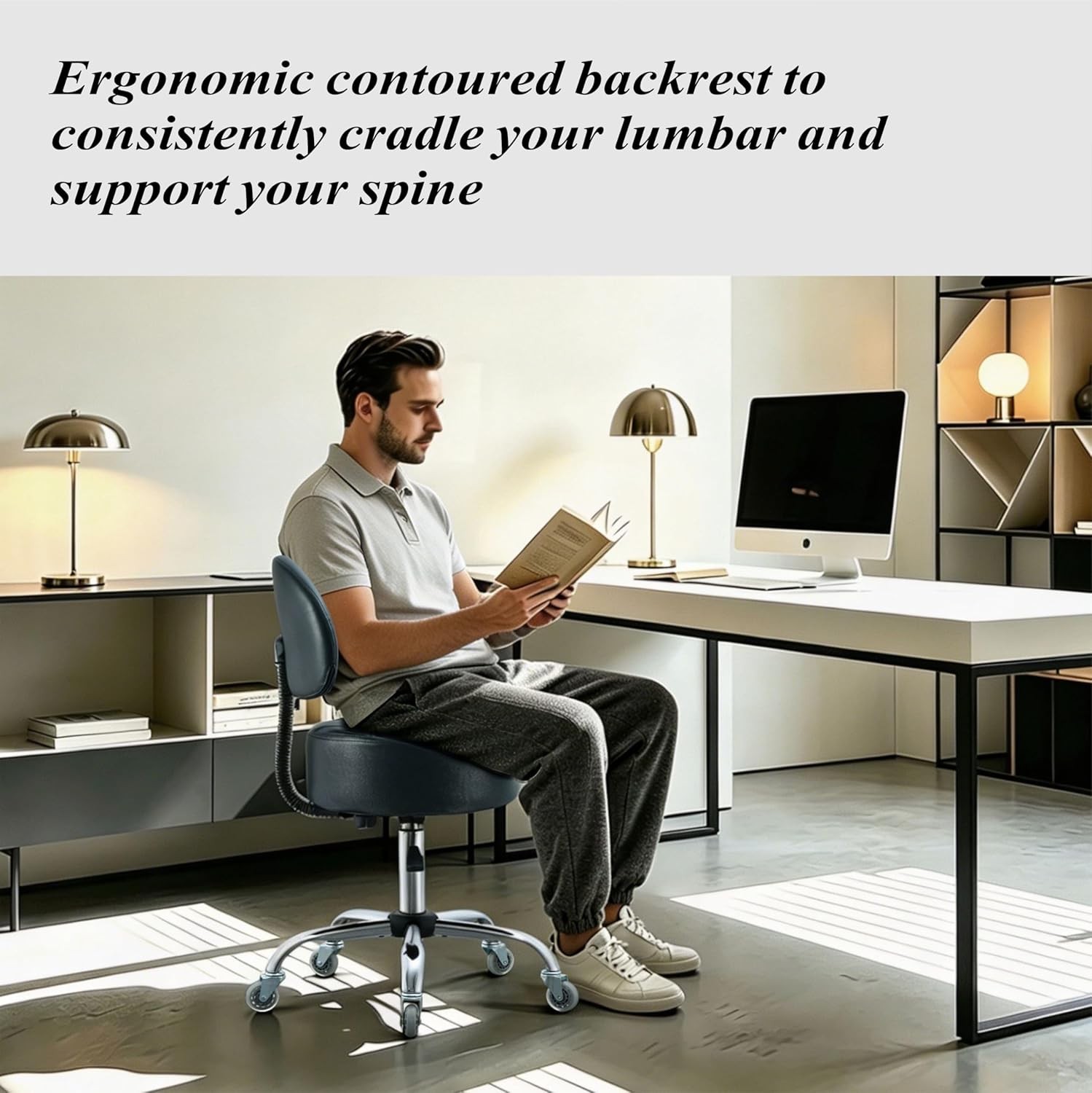 Ergonomic Drafting Stool with Backrest, 400LB Heavy Duty Hydraulic Stool, 19-25