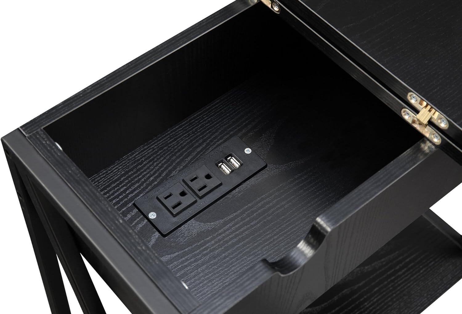 Convenience Concepts Tucson End Charging Station and Shelf, Black/Black