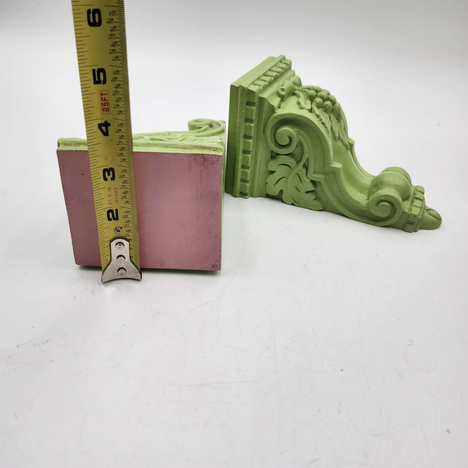 Mid-century Wall Sconce Shelf shelves ceramic pottery chartreuse Green fruit