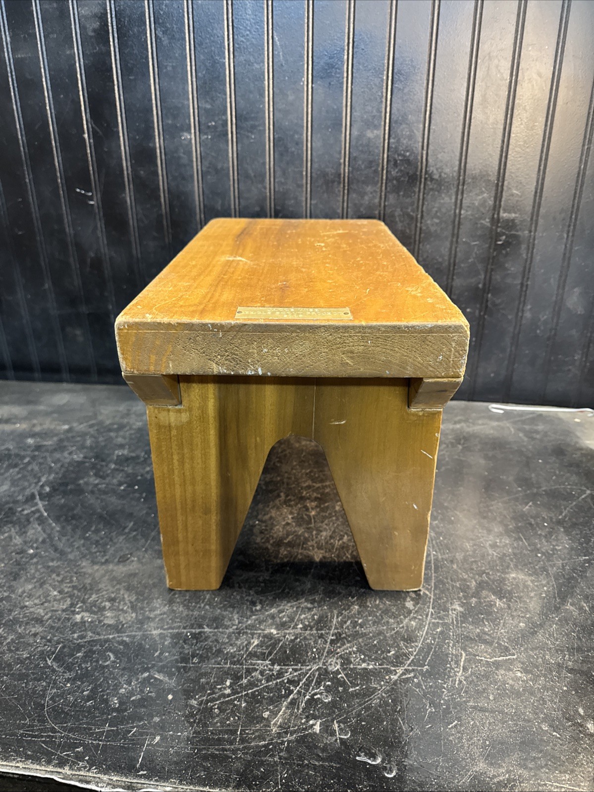 Vintage 18.5 X 9 Solid Wood Foot Stool Bench Rustic Primitive Milking Handmade