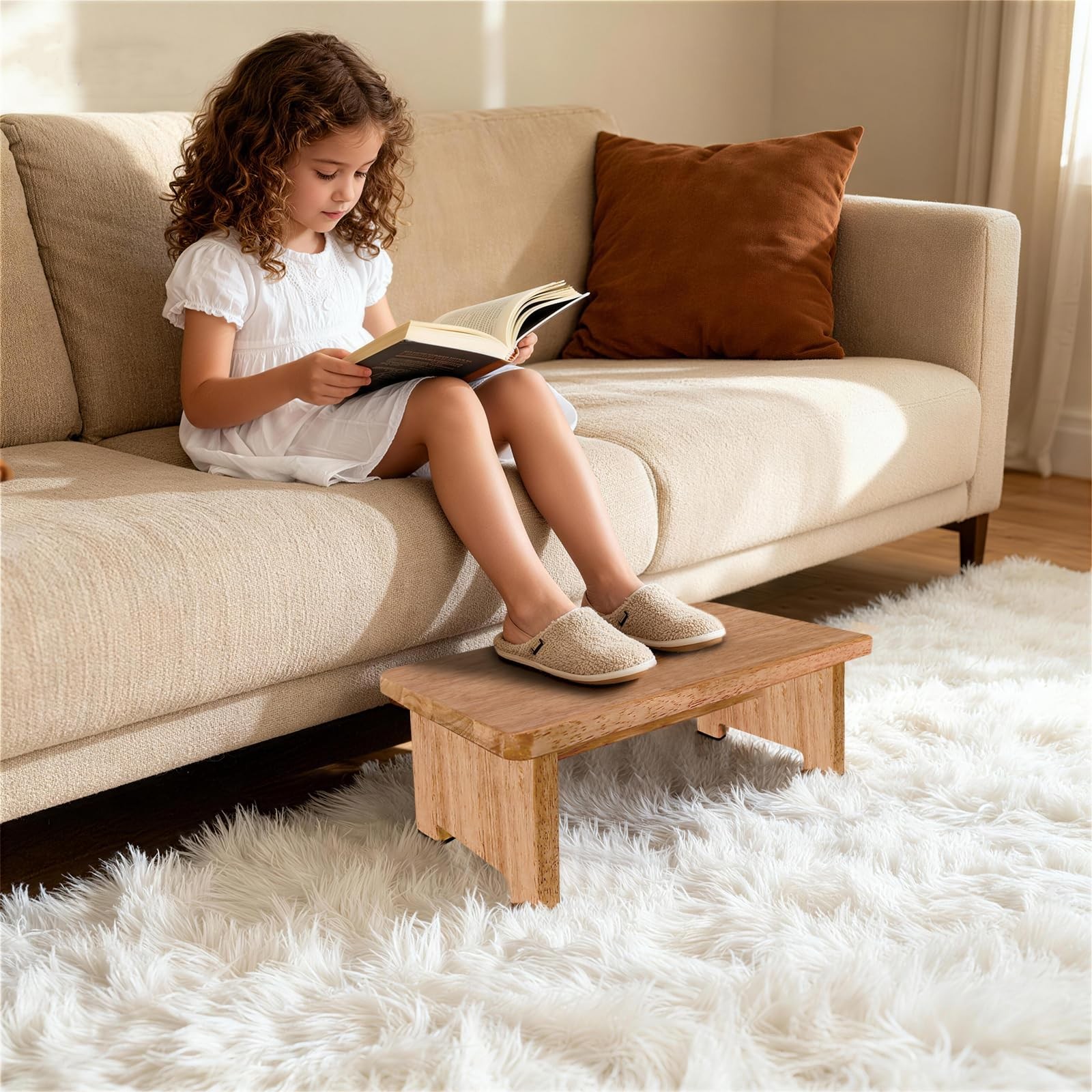 Solid Wood Stool Step Stools For Adults Kids AntiSlip 450LBS Capacity