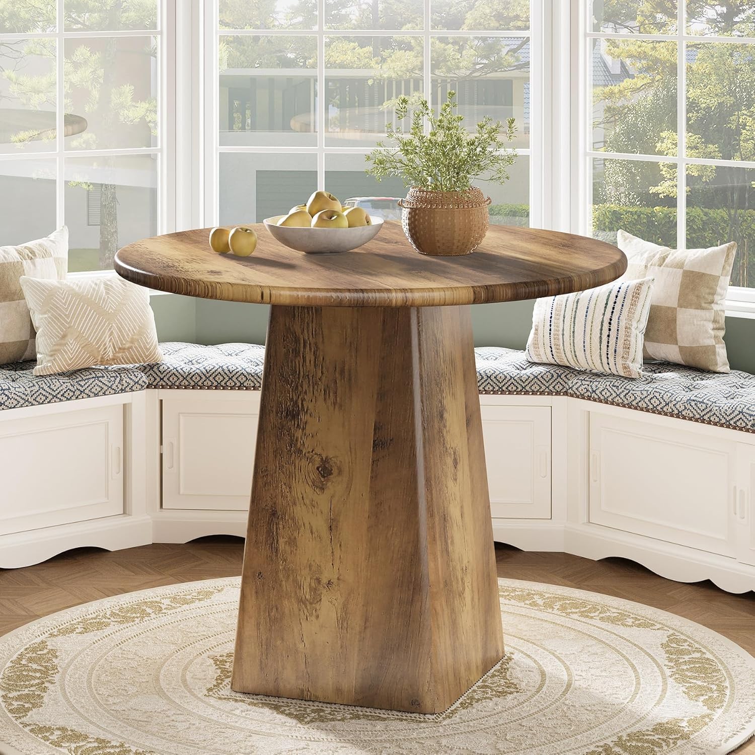 31.5-Inch Round Dining Room Table for 2-4, Farmhouse Small Kitchen Dinner Table