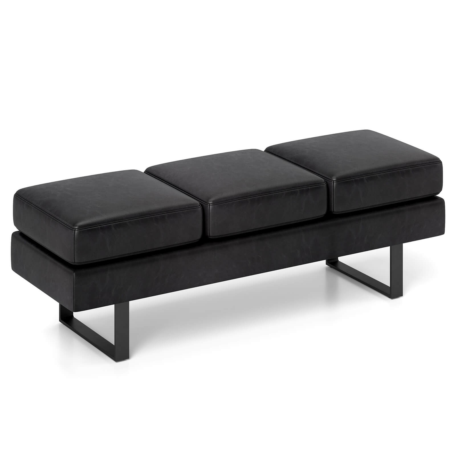 Waiting Room Bench Seating w/ Metal Frame Leg Upholstered Reception Bench