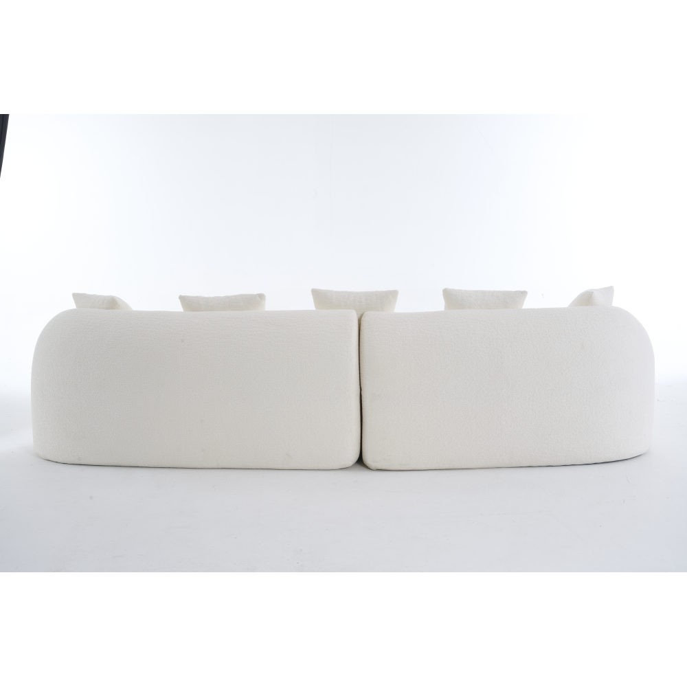 110″ Curved Sofa Sleeper Sectional, Chenille Pillow Back, No Assembly Req