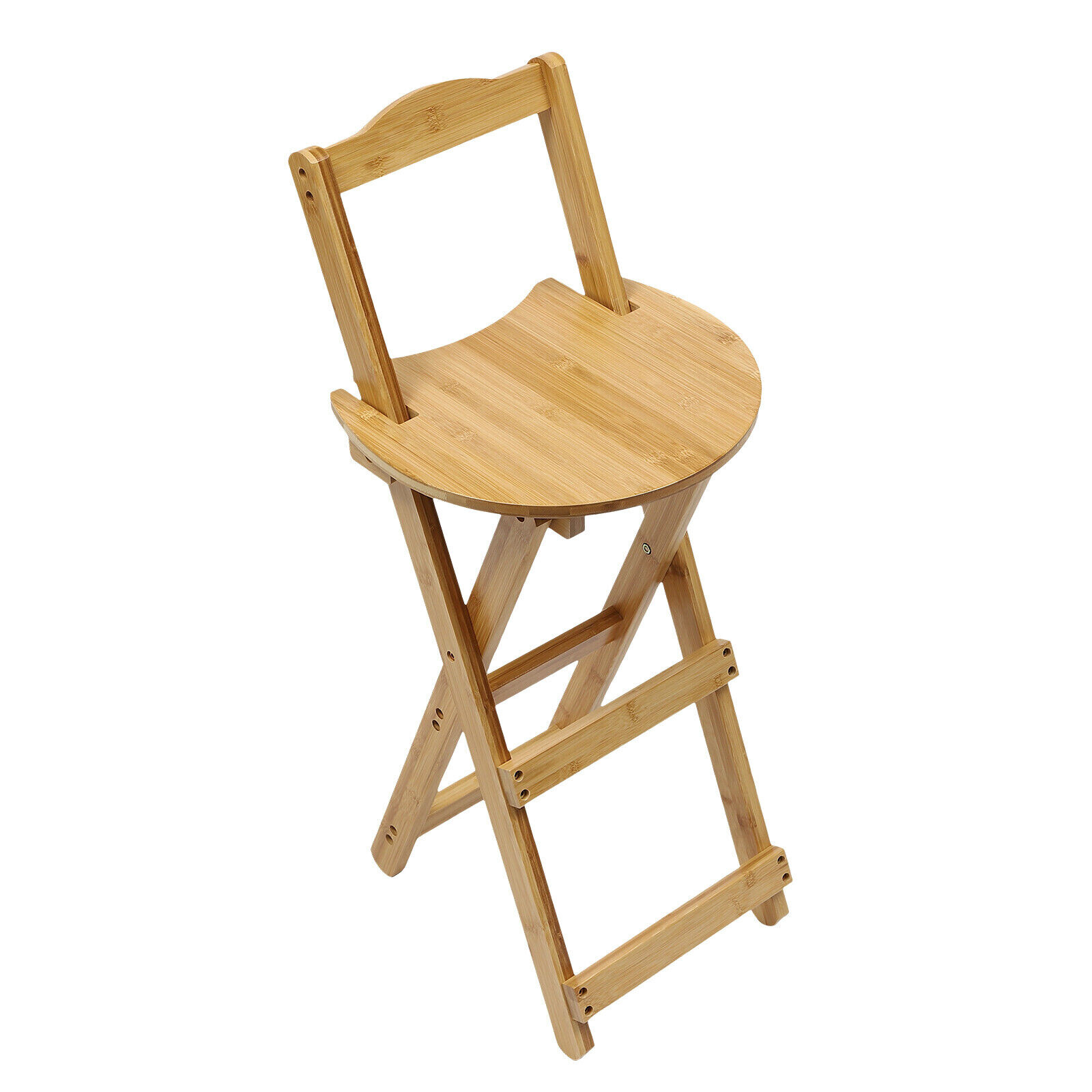 Portable Folding Bamboo Stool Tall Chair Foldable Bar Stool Porch Kitchen Chair