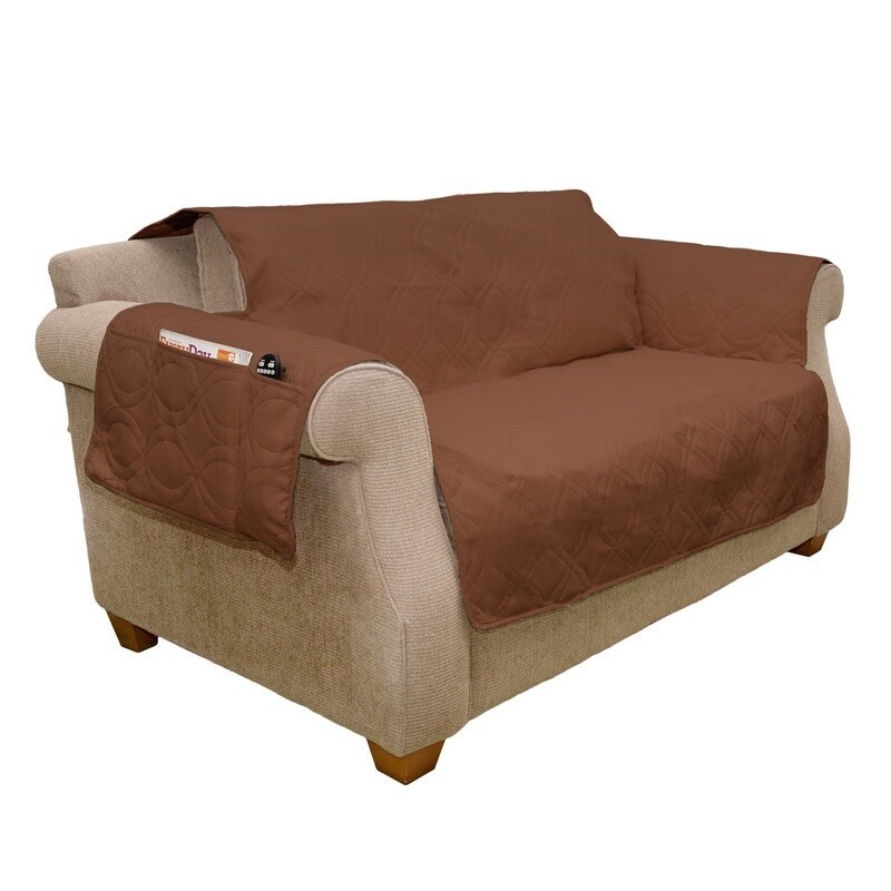 Waterproof Furniture Cover Non-Slip Love Seat Protector W/ Side Pockets Brown US
