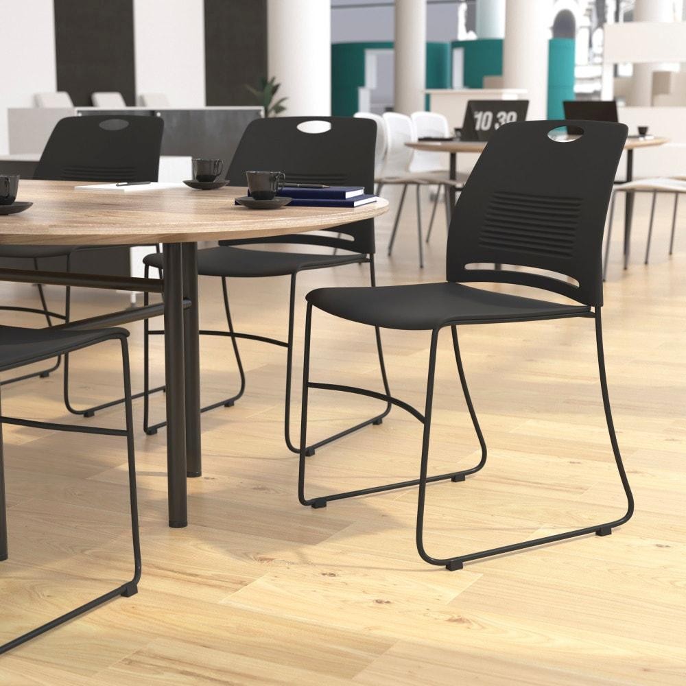 Commercial 660 LB. Capacity Plastic Steel Sled Base Stack Chairs – 5 Pack