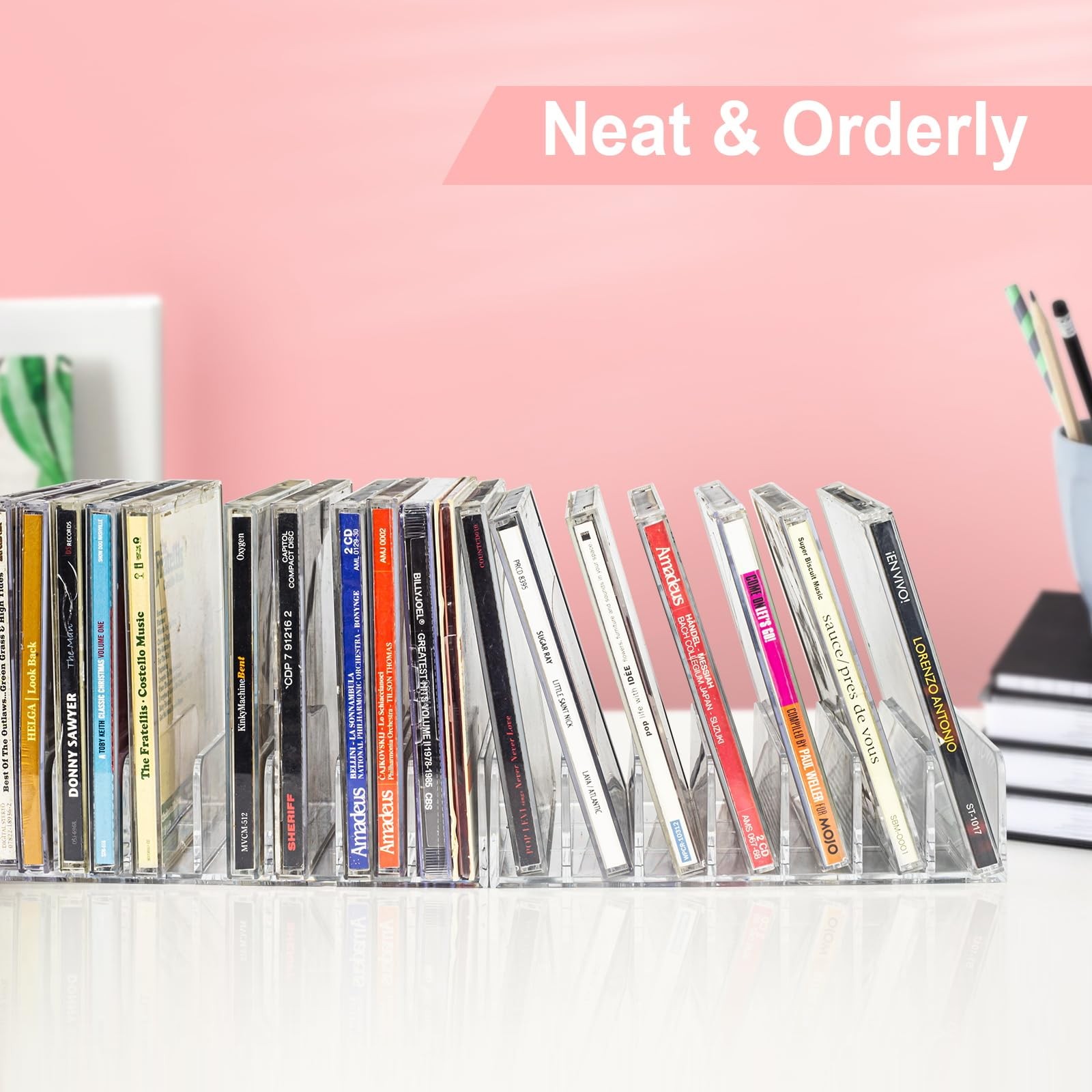 Vowcarol CD Holder 2 Pack, Clear Acrylic 6.7 x 4.9 x 1.7 inches, Transparent