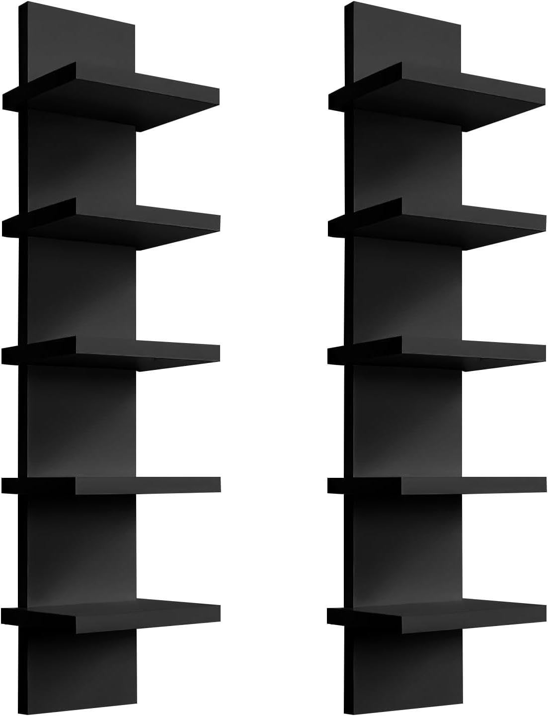 YEXEXINM 5 Tier Black Wall Shelf 30 inches x 7.2 x 5.5 inches,