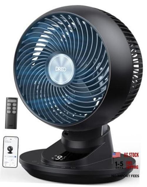 DREO Smart Fan for Bedroom, Powerful 85 ft Airflow, 12 Inches, Desk Fans Black