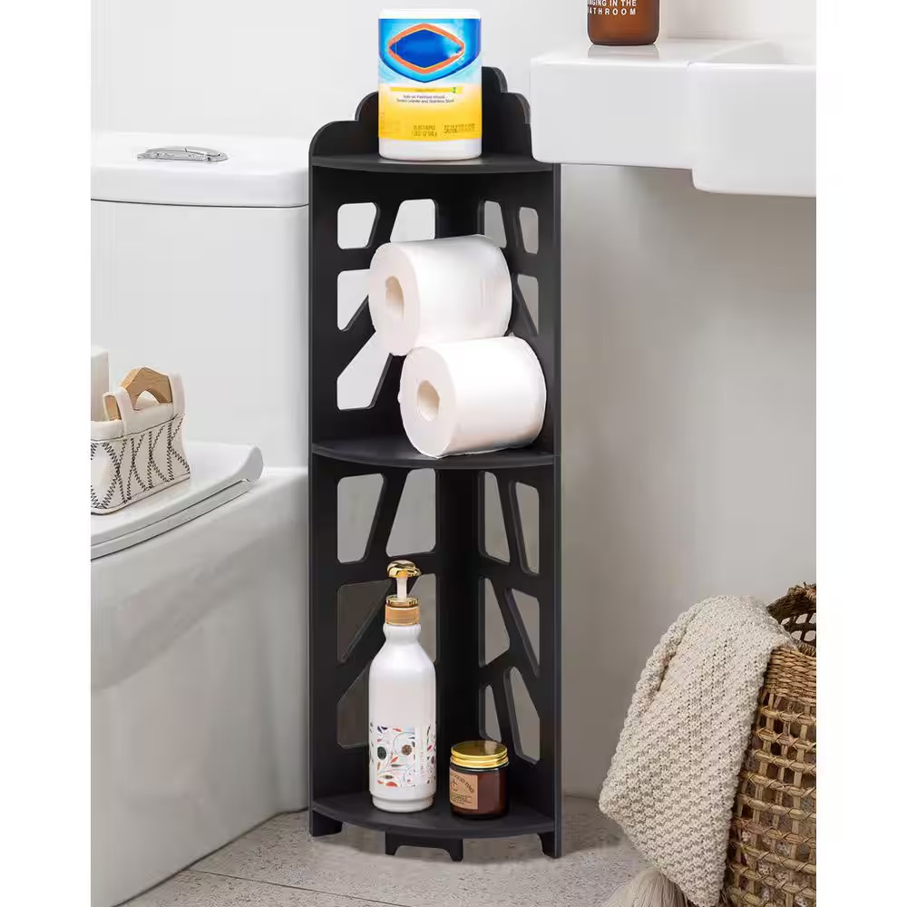10.6 In. W X 31.5 In. H X 7 In. D Plastic Rectangular Corner Shelf Stand, Storag