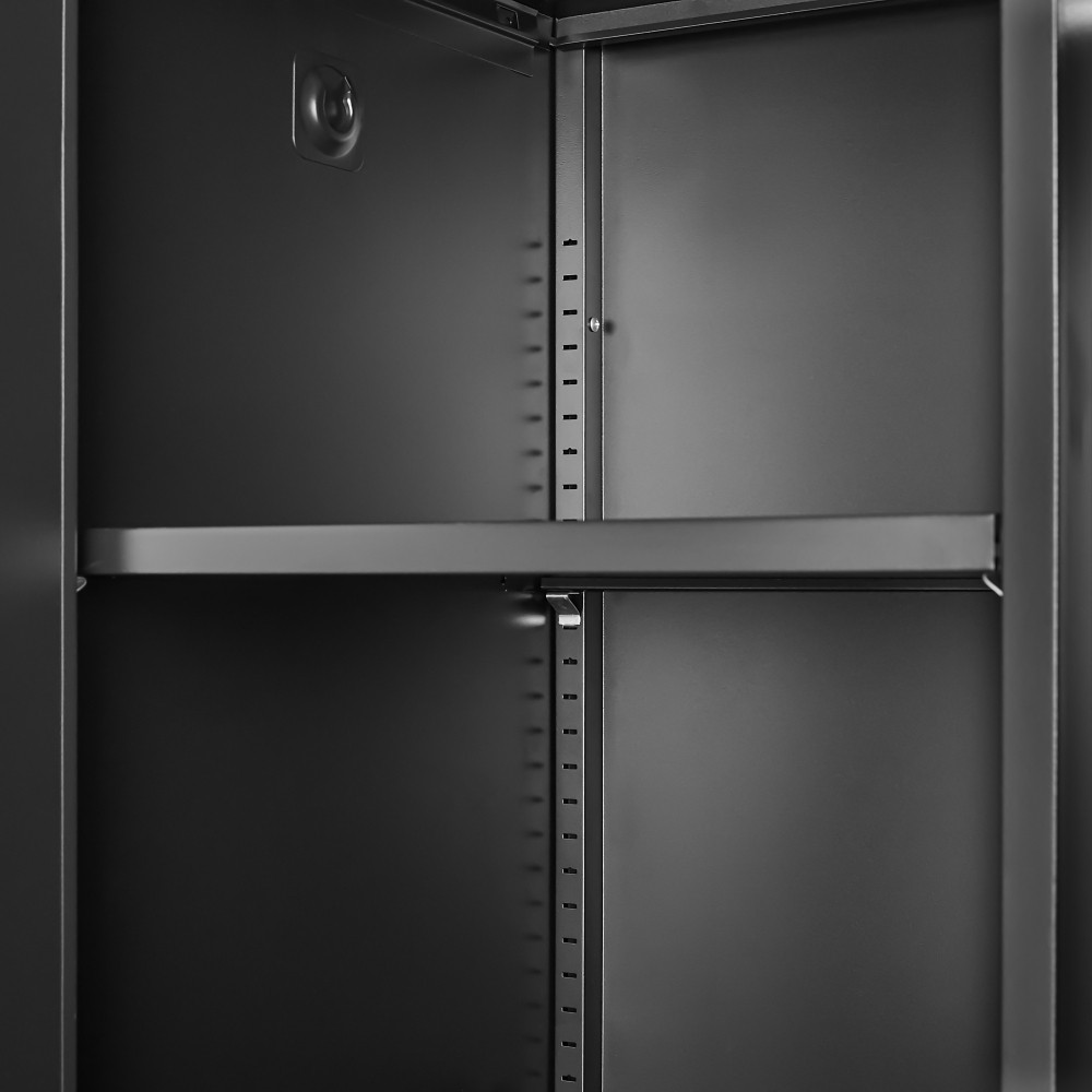 Wide Metal Storage Cabinet with Hanging Rod & Lock, Steel Wardrobe