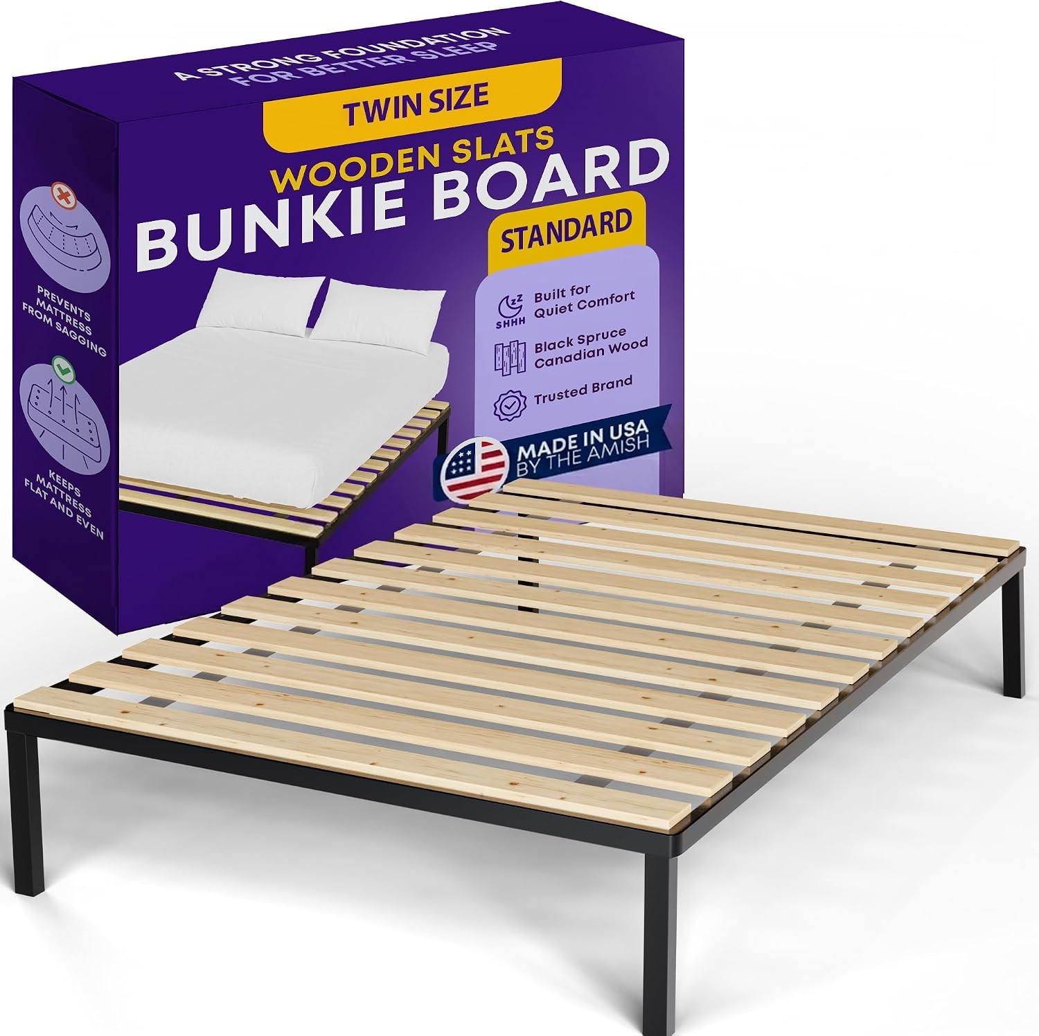 0.68-Inch Horizontal Wooden Bunkie Board/Bed Slats 72″ x 39″ Beige