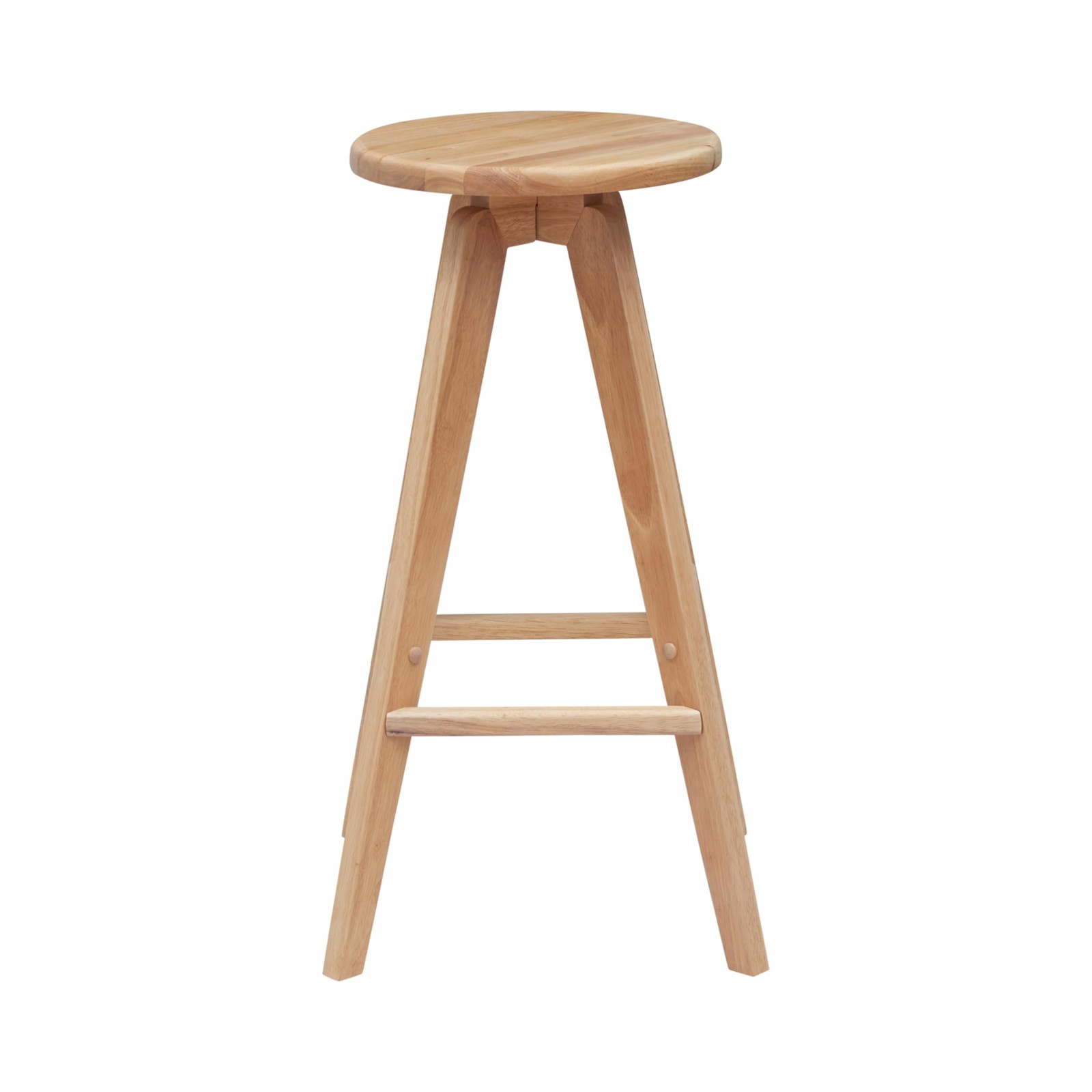 Ceren Solid Rubber Wood 30.5″ Backless Bar Stool, Modern Round Seat Wood Bars…