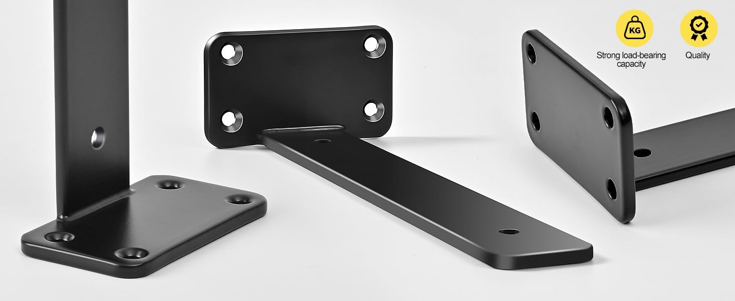 12 Pack Hidden L Shelf Bracket 8″ Black 1/5″ Thick 100lb Load Capacity – Rustic