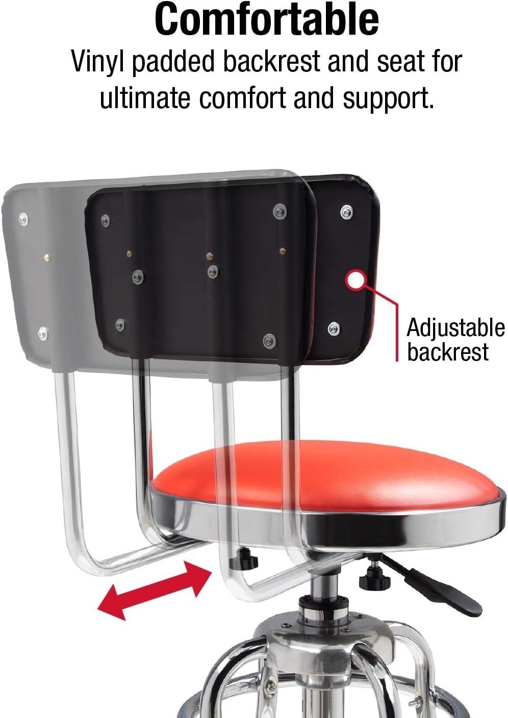 Durable Adjustable Hydraulic Stool – 250 LB Capacity with Stylish Chrome Finish