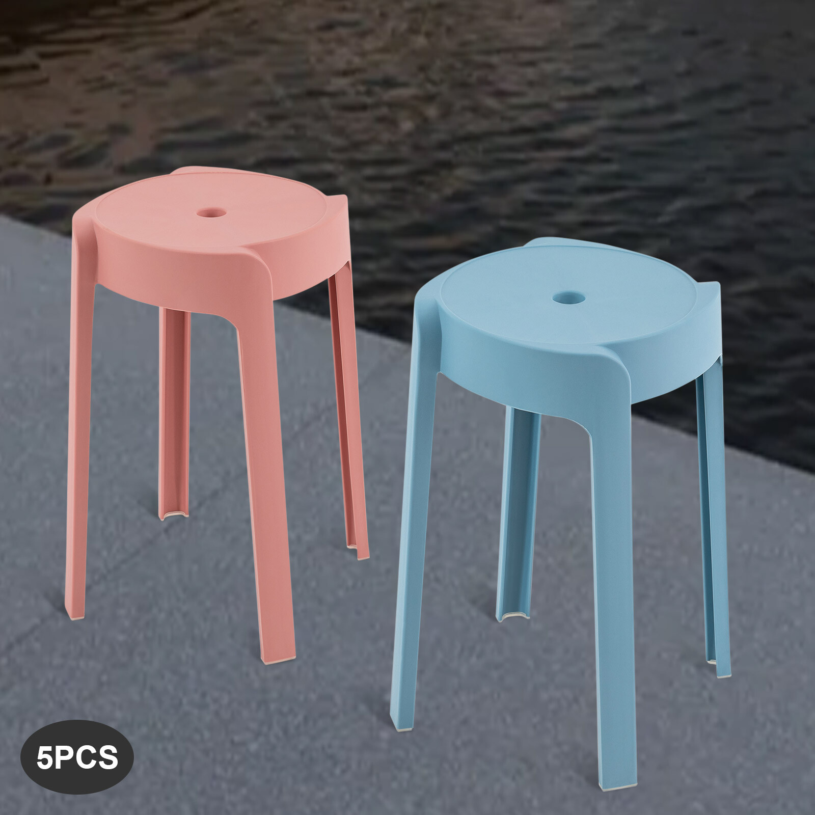 Round Plastic Seat PP Stackable Stool Multicolor Students Chair Windmill Shape