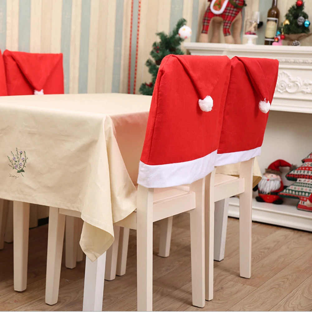 2/4/6/8/10pcs Santa Hat Shaped Chair Cover Non-Woven Covers Christmas Decor NEW