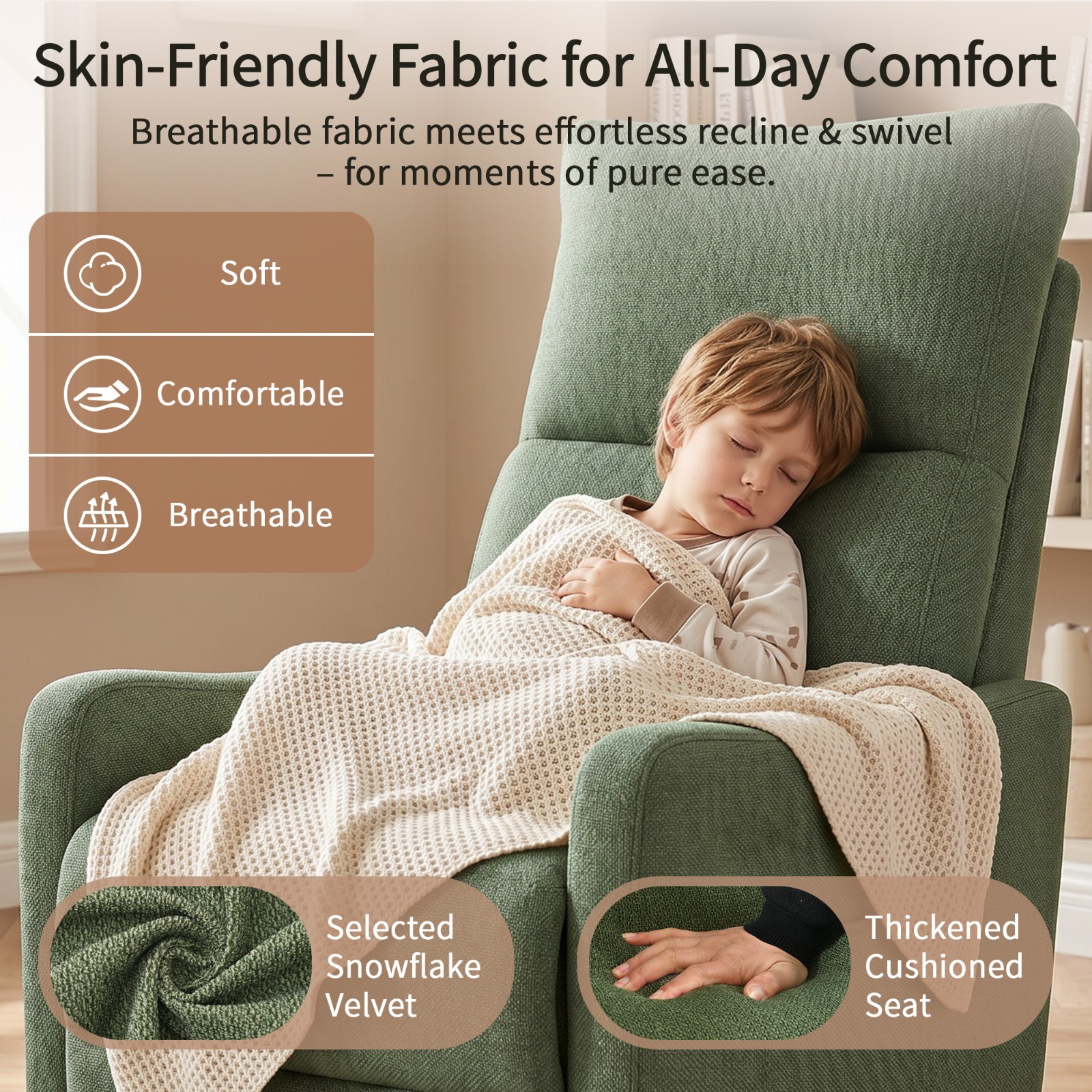 270° Power Swivel Glider Rocker Recliner Chair Nursery Rocking Nursing Chair USB