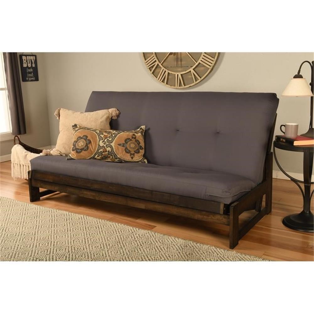 High-density foam Full-size Gray Twill Fabric Futon Mattress-Frame Not Included