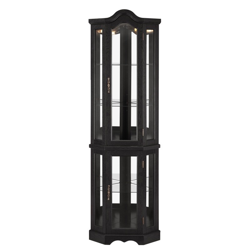 Lighted Glass Display Curio Cabinet Corner Cabinet w/Tempered Glass Door Shelves