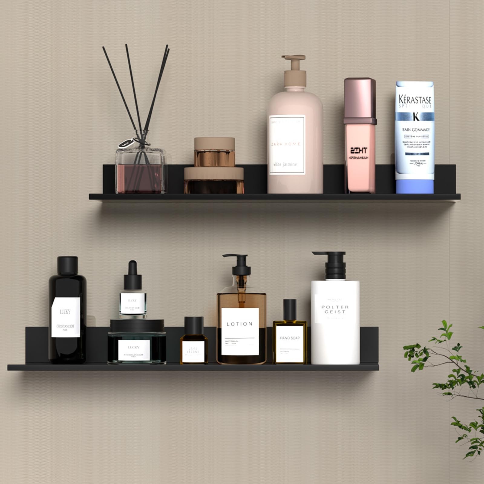 Wisfame 15.7in Floating Shelves,Bathroom Metal Shelfs for Wall,Wall Mounted S…