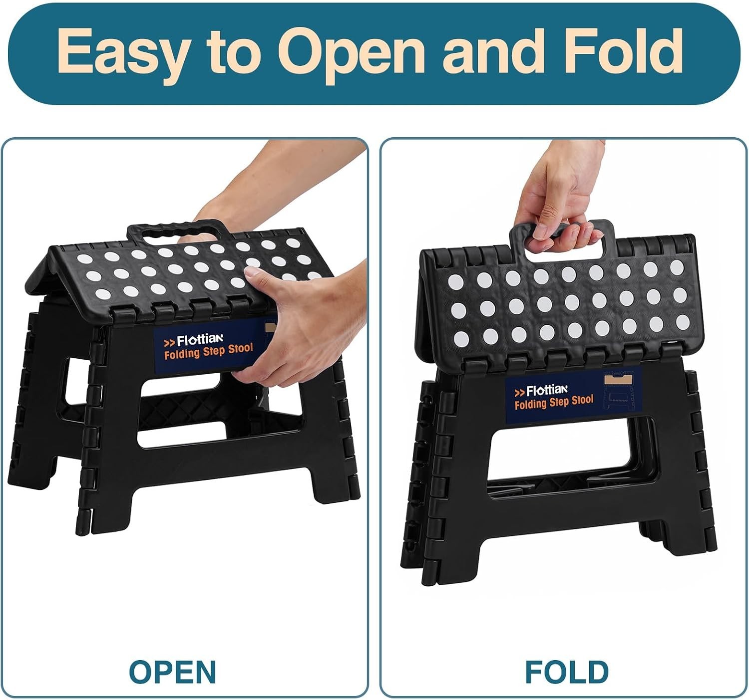 Versatile 9″ Step Stool for Kitchen & Bathroom – Holds Up to 300 lbs, Black