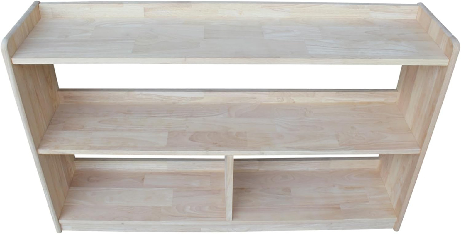 , Abby Divided Bookcase, Solid Real Wood, Sturdy Parawood, Dimensions 11″D X 48″