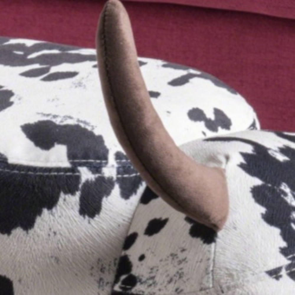 Animal Ottoman/Footstool, Black and White Cow-Shaped Ottoman, Modern Ottoman