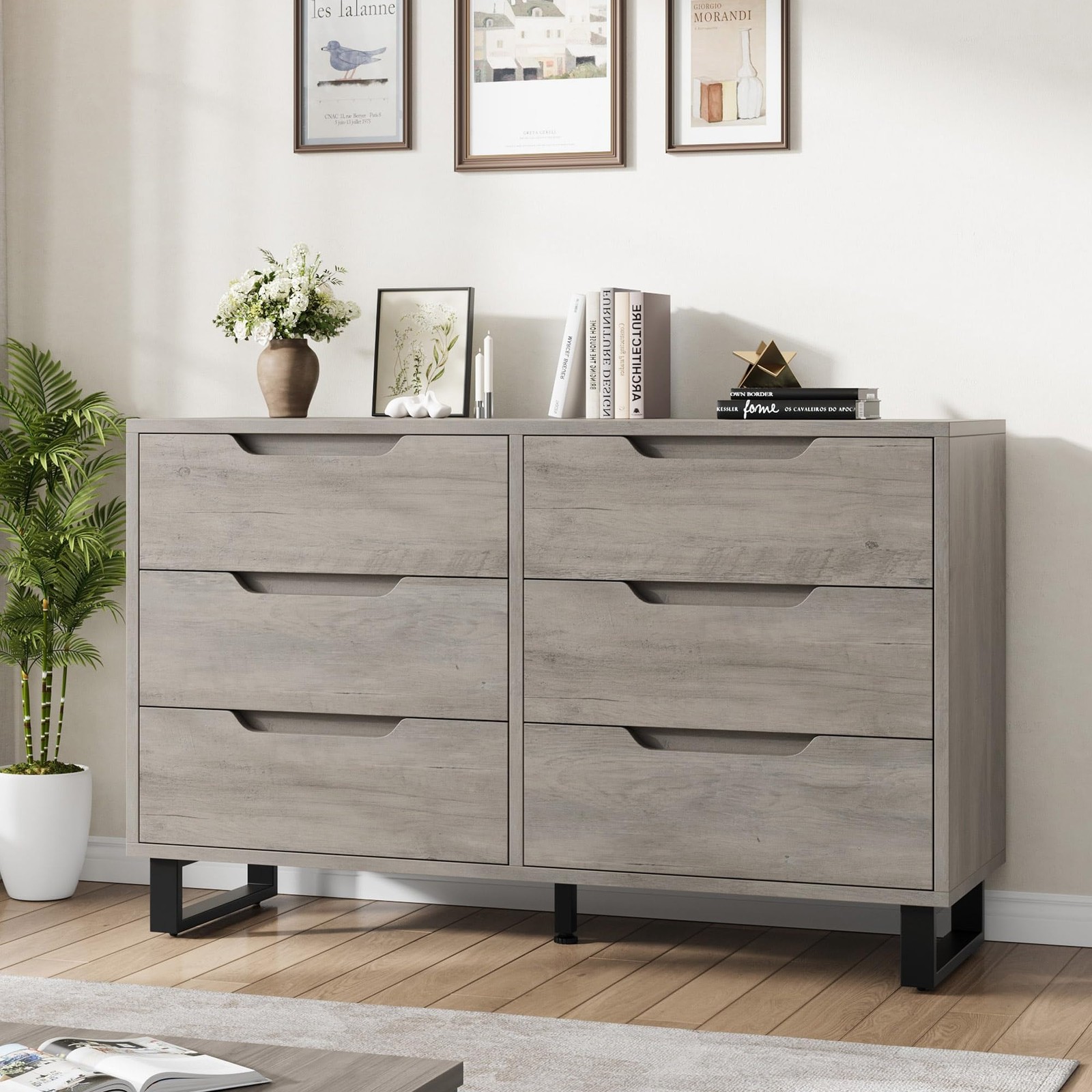 6 Drawers Dresser Chest of Drawers Storage Space Organizer Cabinet for Bedroom