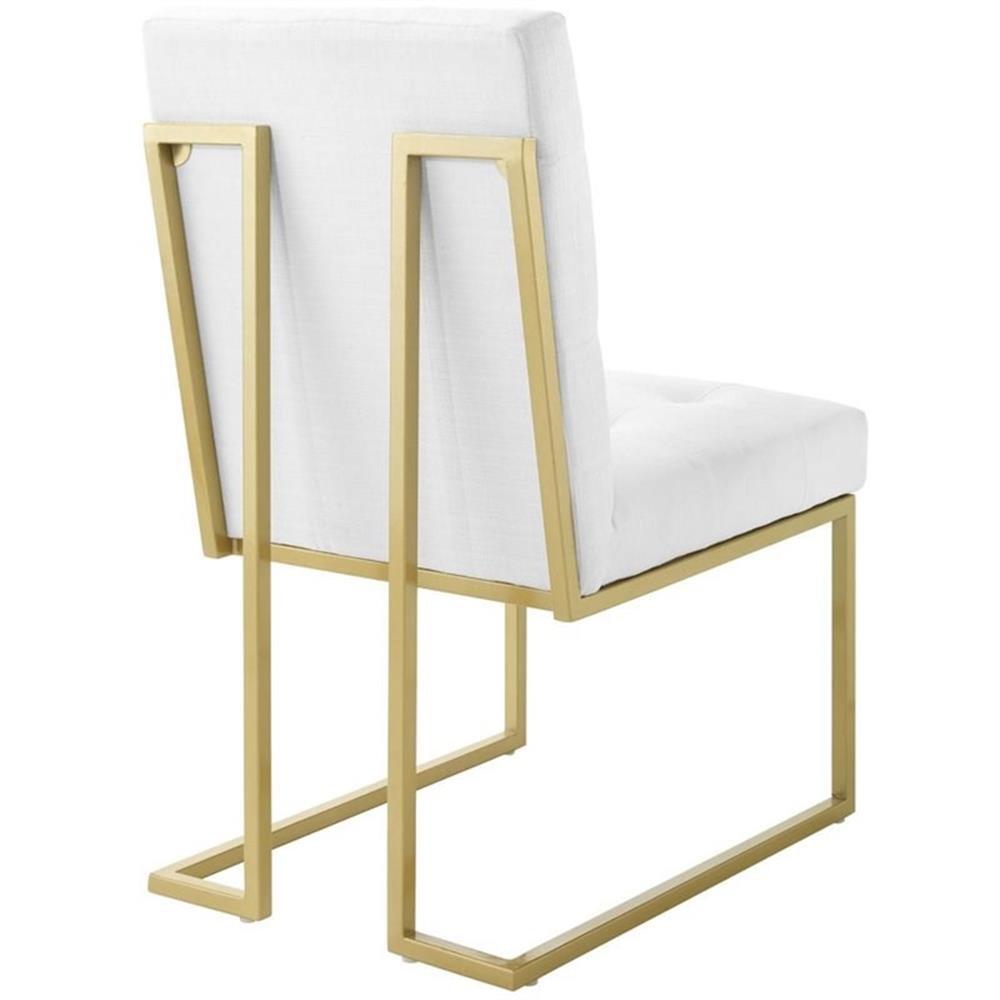 Modway Privy 18.5″ Stainless Steel Polyester Dining Accent Chair in Gold/White