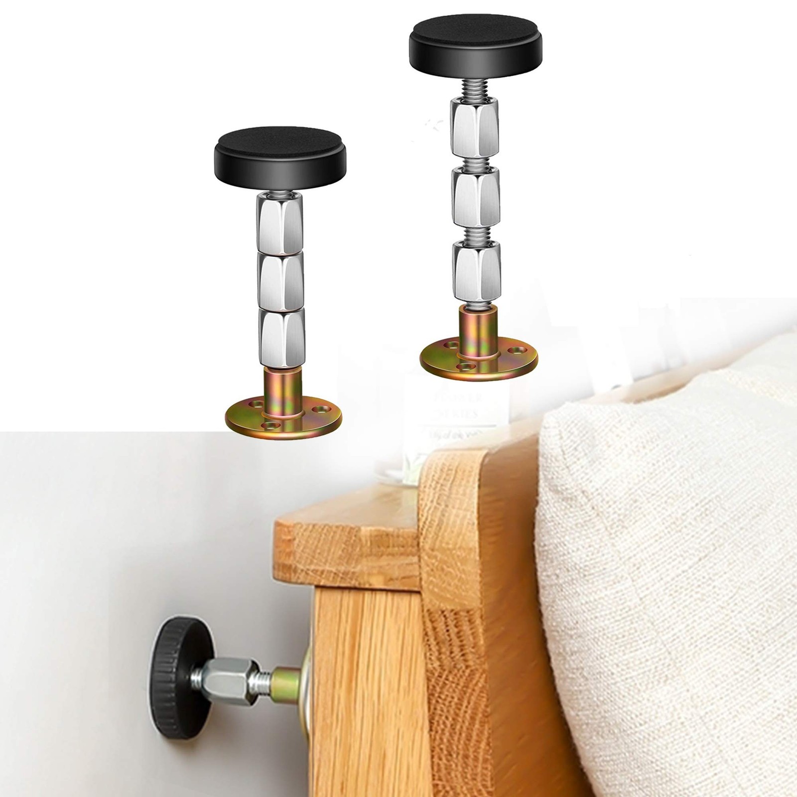 Adjustable Threaded Bed Frame Anti-Shake Tool, Headboard Stoppers, Bedside He…