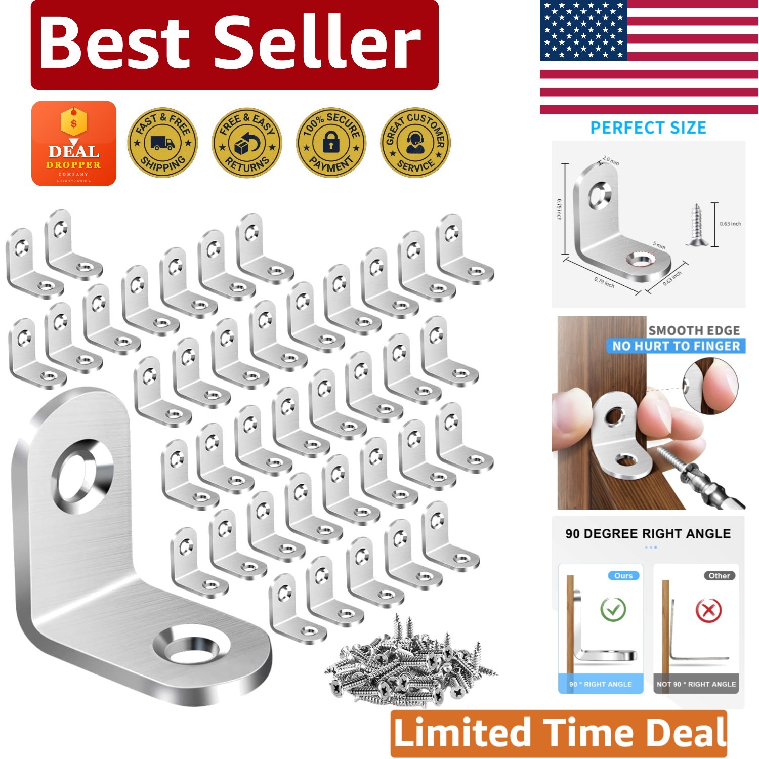 High-Quality 40PCS L Bracket Set for Securing Wood Furniture – Rust-Resistant
