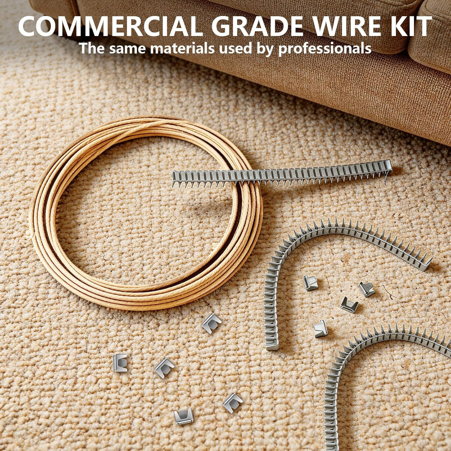 50FT Upholstery Stay Wire for Sofa Furniture Springs, Couch Spring Repair Kit wi