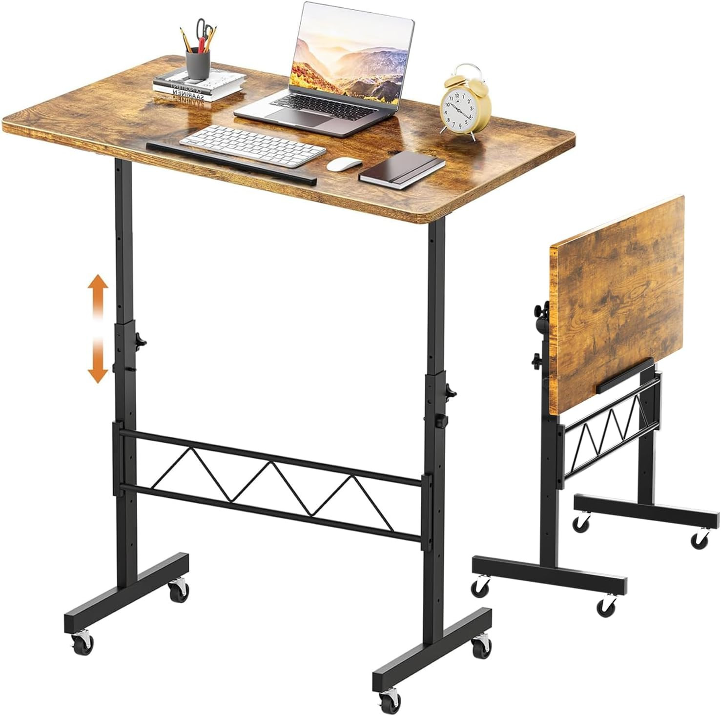 Small Standing Desk Adjustable Height, 30.7″-46.4″ Portable Computer Table Mobil
