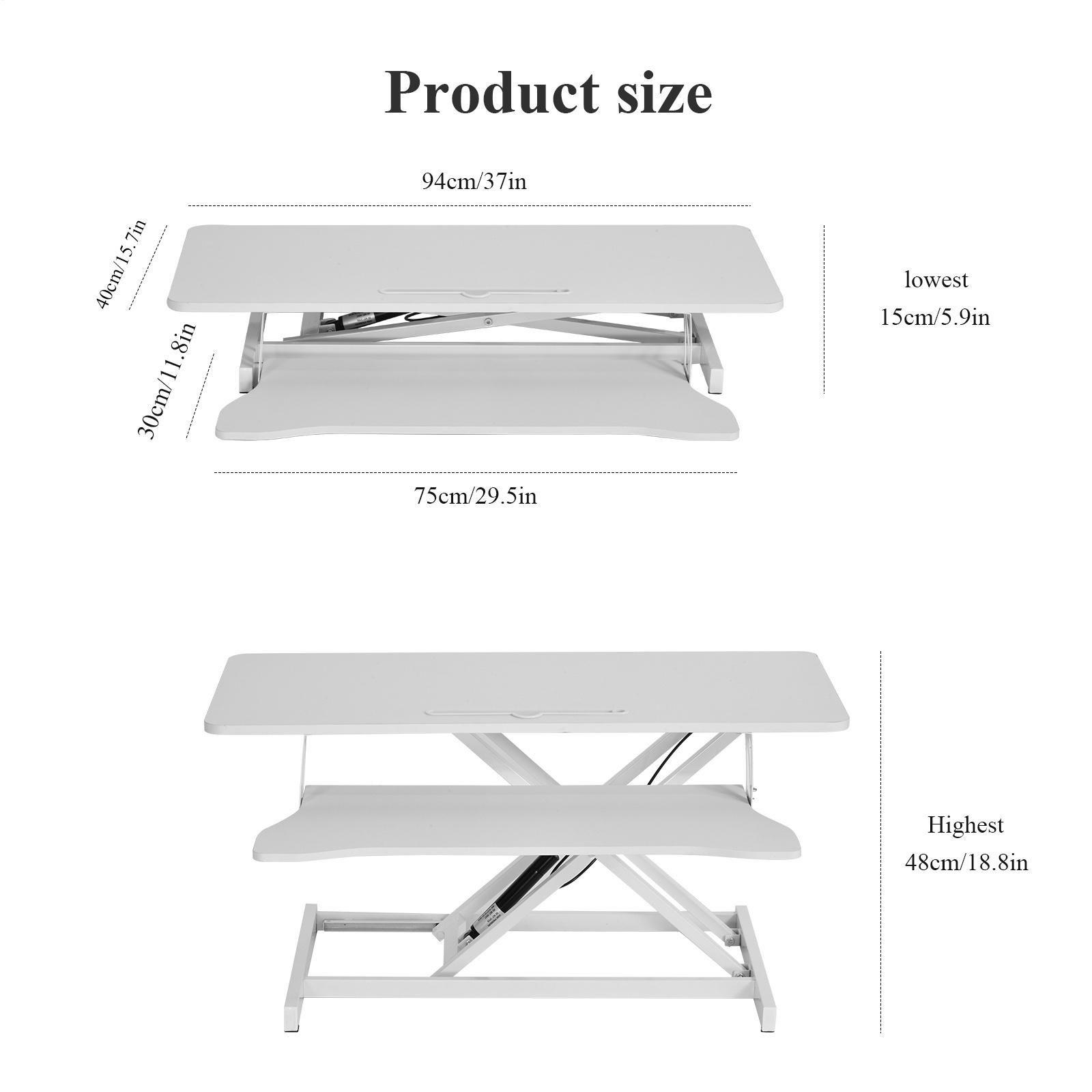 37″ Height Adjustable Home Office Computer Desk Converter Stand Up Desk Riser