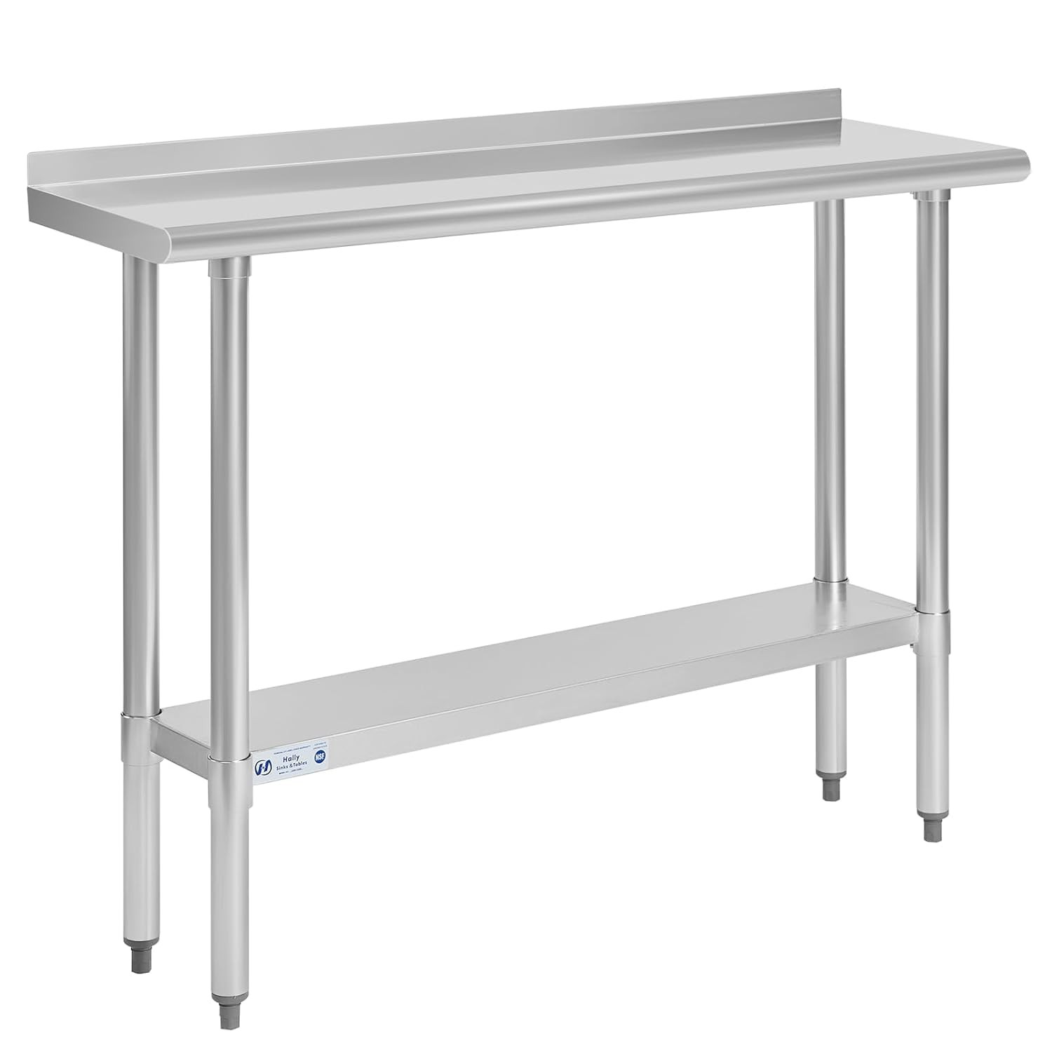 Hally Stainless Steel Table for Prep & Work 14 x 48 Inches, NSF Commercial Heavy