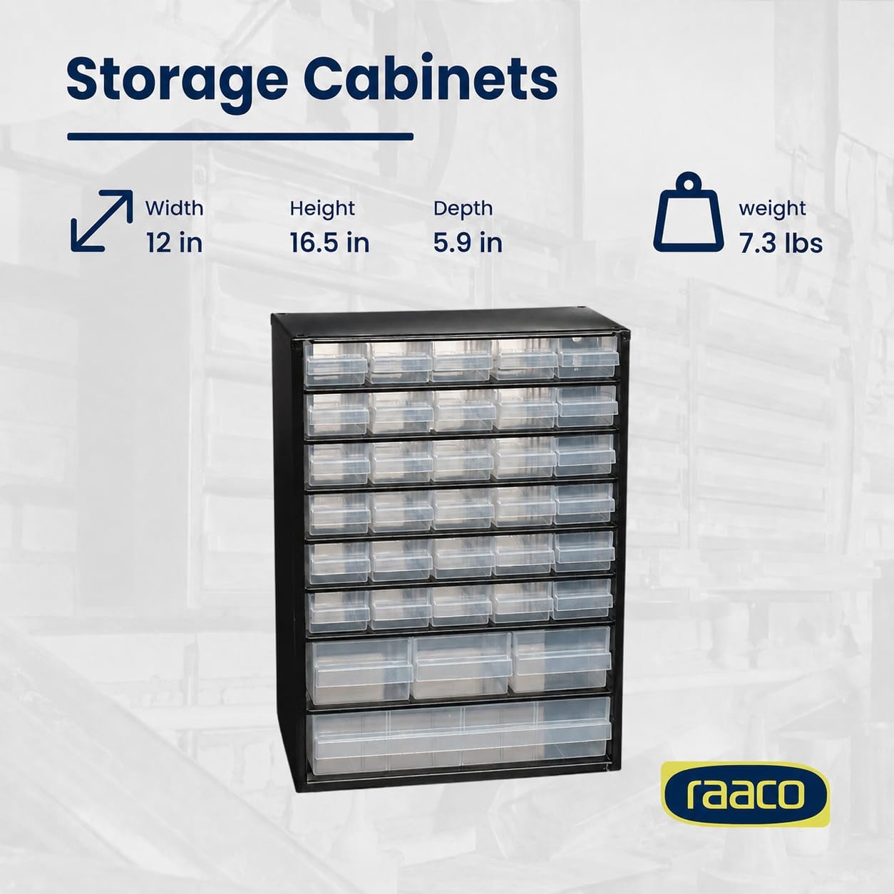 Steel Storage Cabinet 34-Drawer Clear Polypropylene Plastic – Tool Organizer