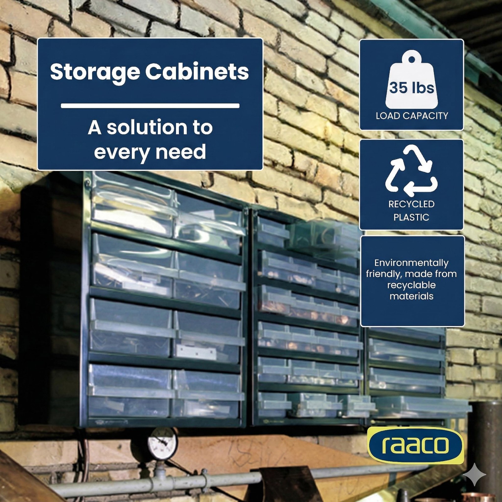 Steel Storage Cabinet 34-Drawer Clear Polypropylene Plastic – Tool Organizer