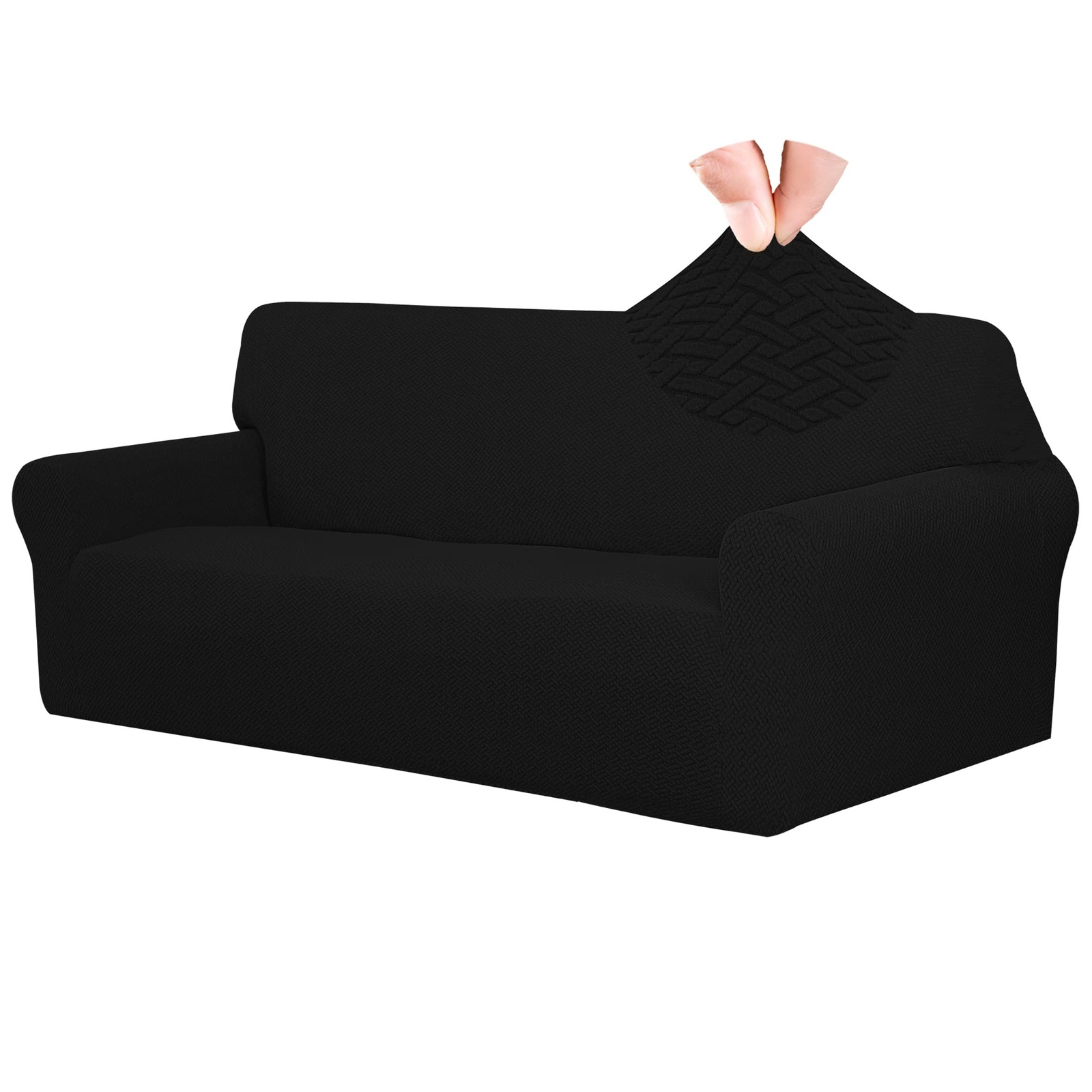 Funda Para Sofa 60-81 Pulgadas Cobertores Cover De Sala 3 Plazas Negra En Oferta