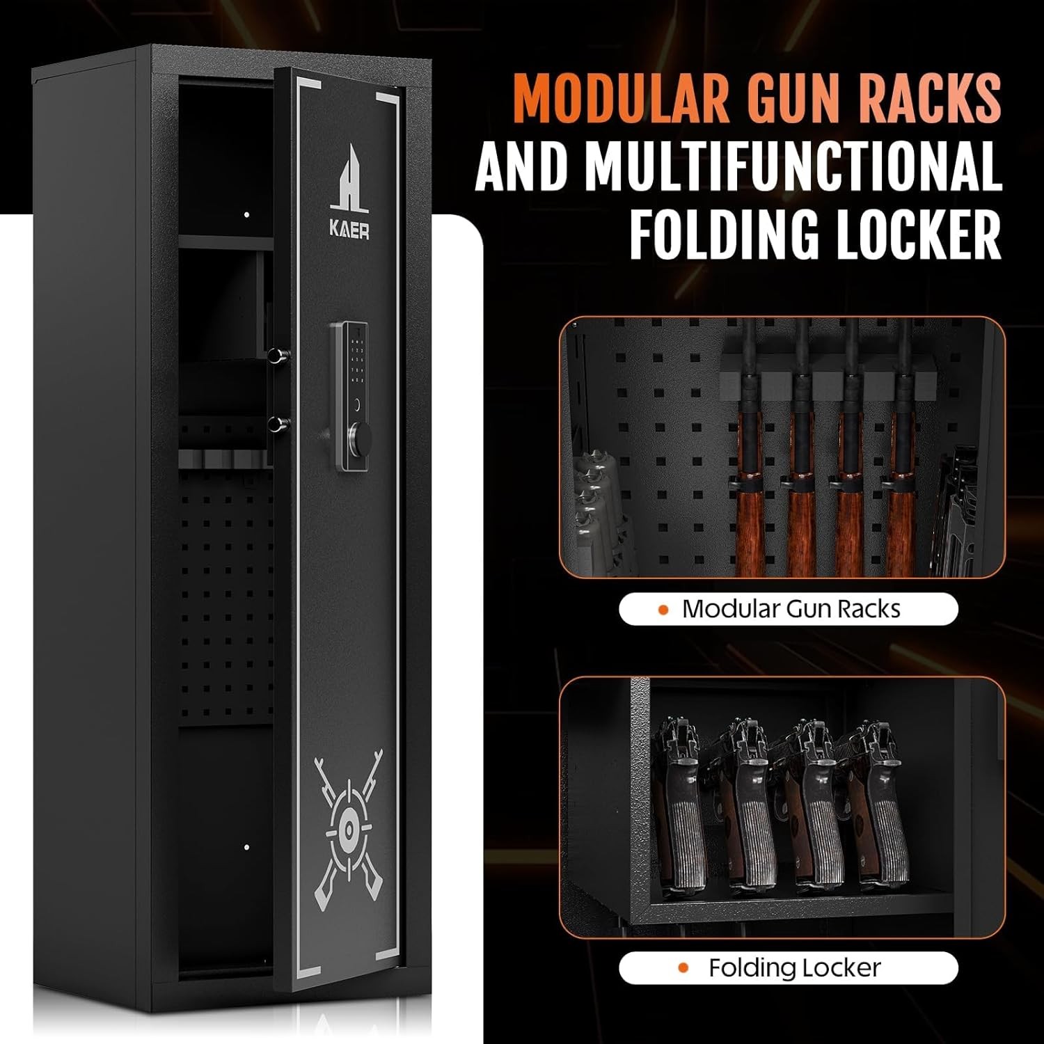 13-15 Gun Rifle Safe Biometric Anti-Theft Heavy Duty Long Gun Cabinet with Alarm