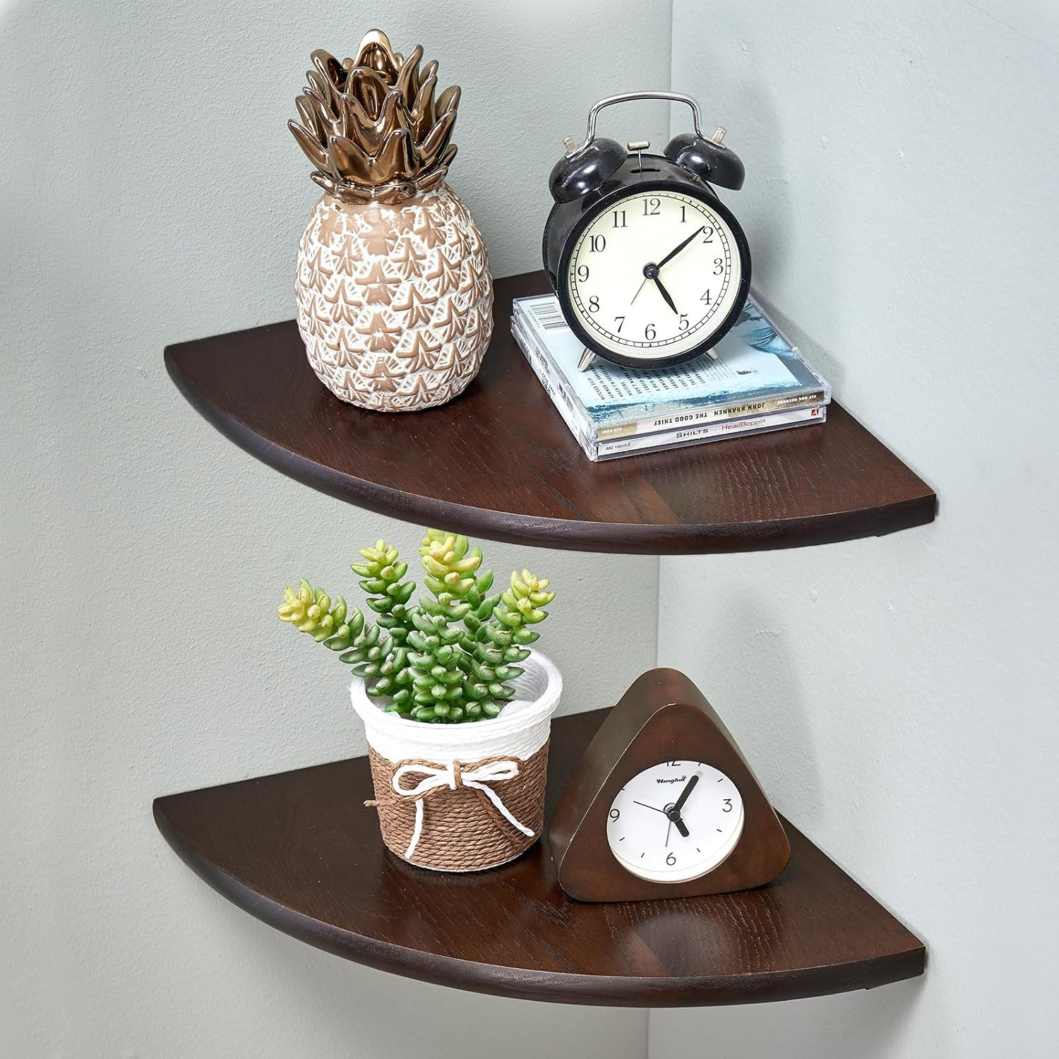 Corner Shelf, White Floating Corner Shelf, Set of 2 7Inch Solid Oak Wood Corner