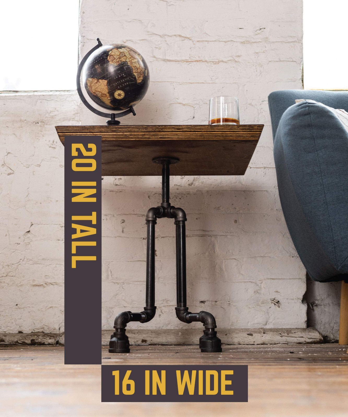 End Table Leg Set, Rustic Industrial Side Table Base Kit, Dark Grey Black Rou…