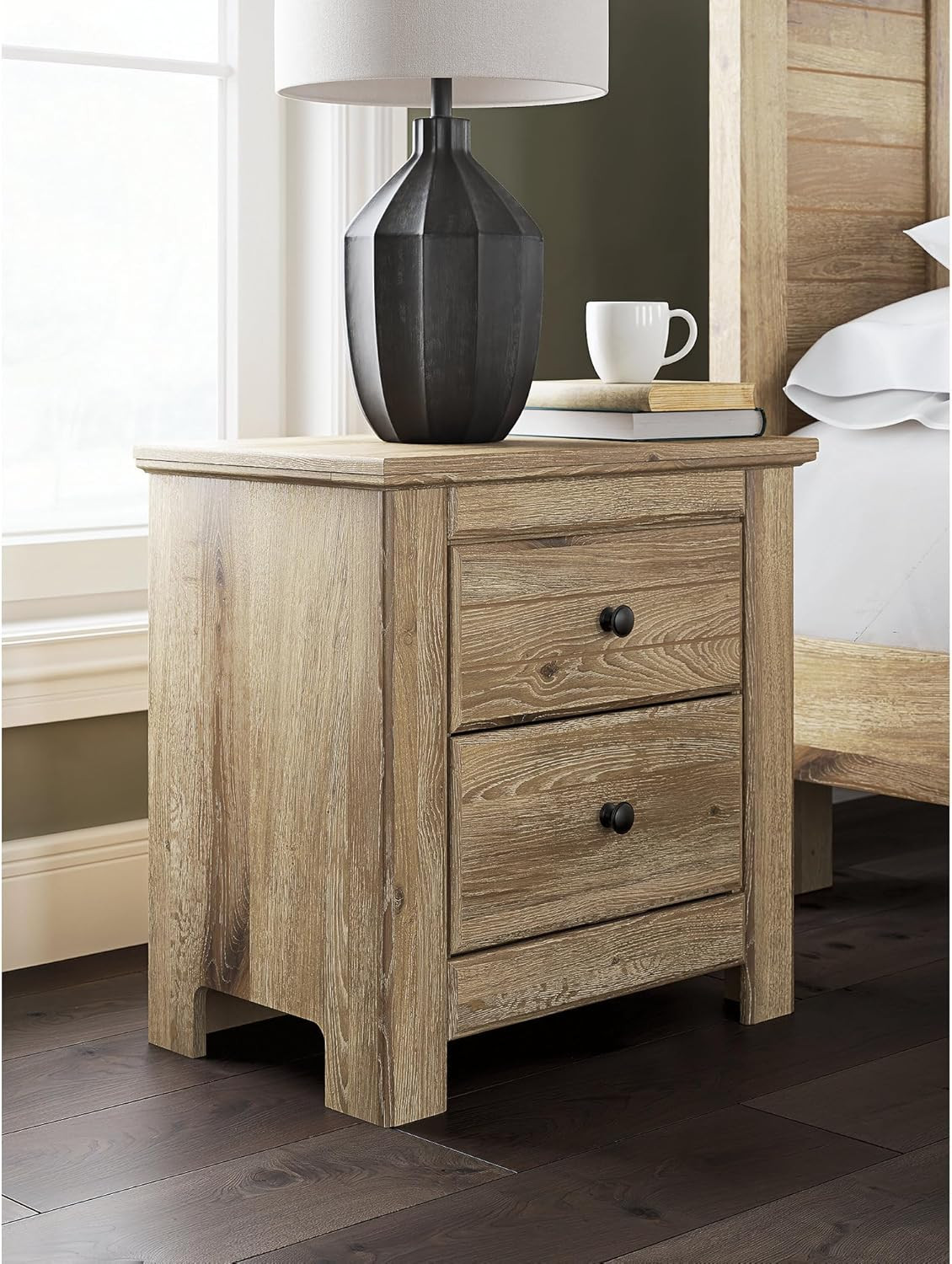 Classic Light Brown Nightstand with USB Port & Storage by Signature Design