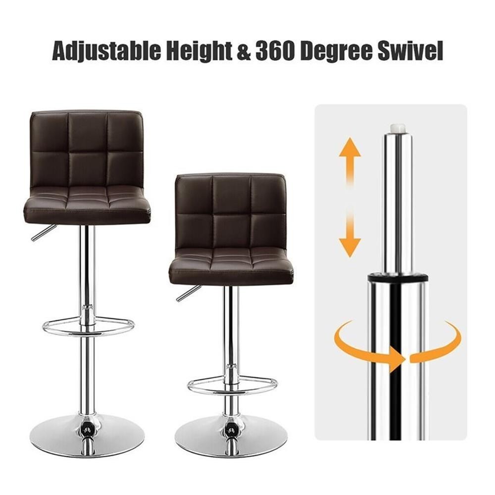 Pemberly Row 34.5″ PU Leather and Steel Swivel Bar Stools in Brown (Set of 2)