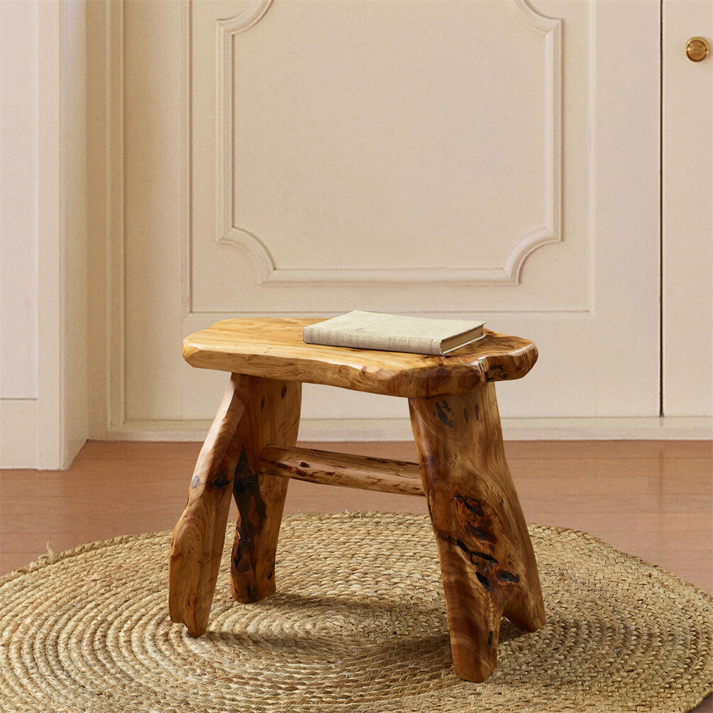 Live Edge Cedar Bench Rustic Wood Entryway Bench Farmhouse Stool Side Table Gift
