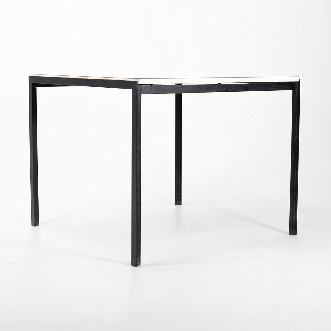 1963 Florence Knoll “T” Angle Dining Table, Model 309 in White Laminate & Black